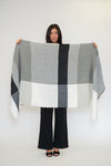 Patterned White, Black and Grey Large Blanket Scarf