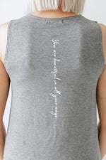 Grey Scoop Neck Tank Top With Side Slits