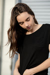 Women's Black Scoop Neck T-shirt