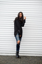Black Crewneck Side Slit Sweater