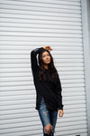 Black Crewneck Side Slit Sweater
