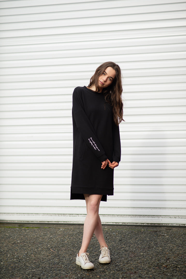 Black Sweater Dress with Pockets