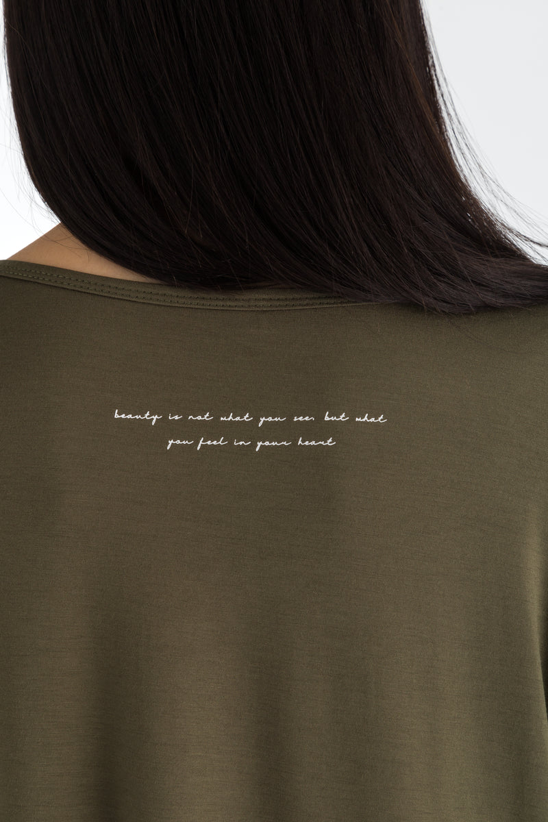 Beauty is not what you see, but what you feel in your heart- Evergreen Tee