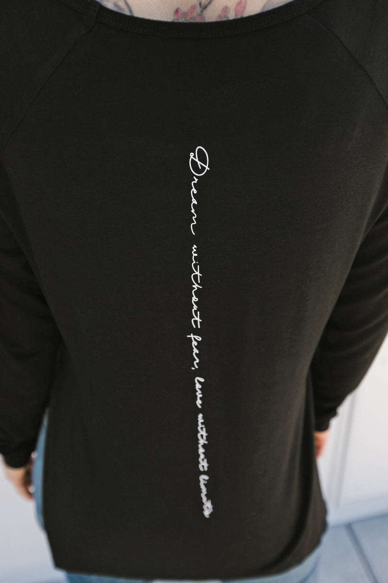 Black Long Sleeve Women's Shirt With Side Slits