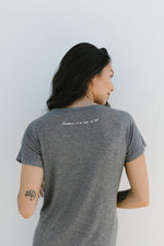 Women's grey v-neck t-shirt