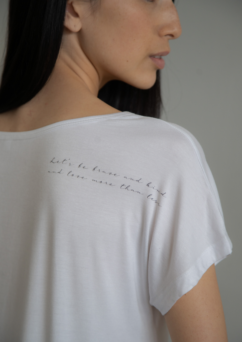 Let's be brave and kind, and love more than less- Scoop Neck Tee