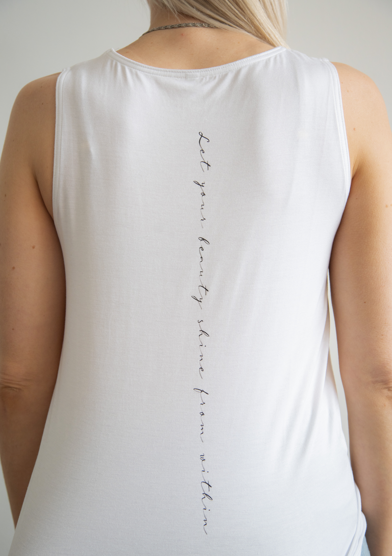 Let your Beauty Shine from Within- Tie Tank Fresh White