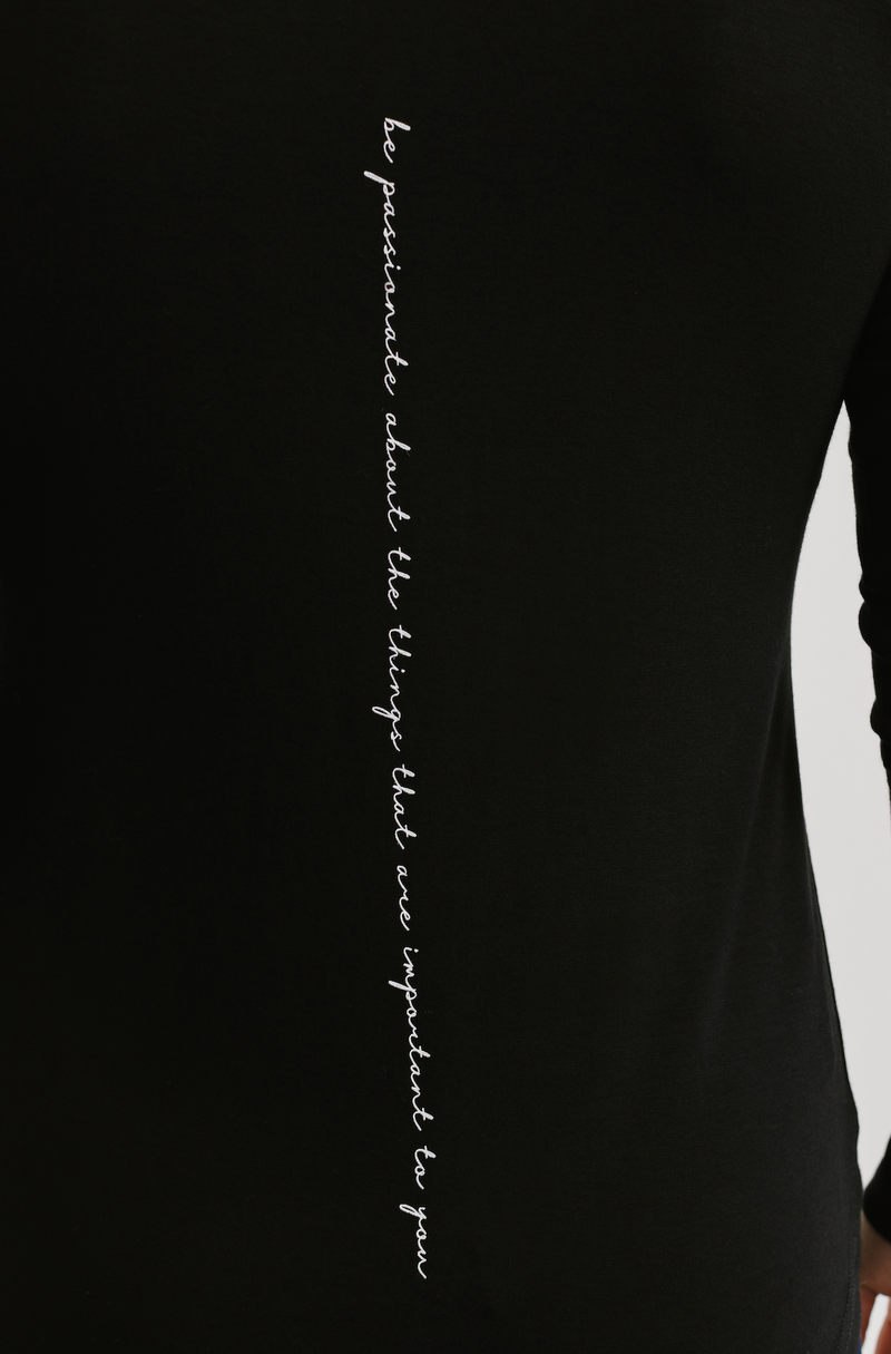 Be Passionate- Long Sleeve Black Shirt